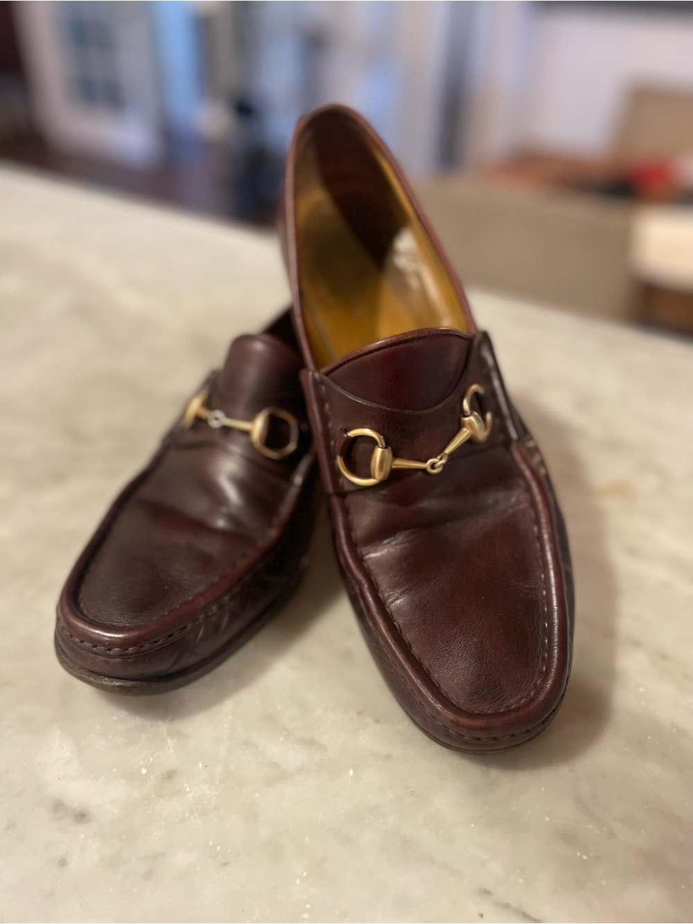 Gucci Men's Classic Leather Bit Loafers in Burgundy